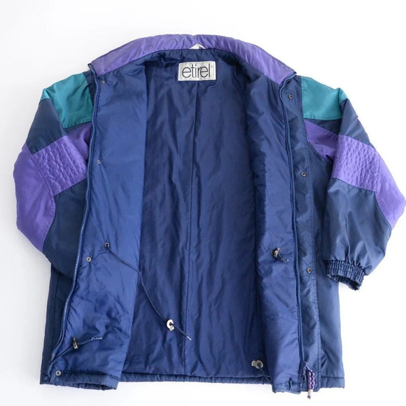 Etirel Vintage Navy and Purple Winter Coat  ~Sz 44 - Picture 6 of 15